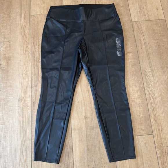 Nine West Pants - NWT Nine West Faux Leather Stretch Leggings Women's XL Black Pull On Pants Vegan